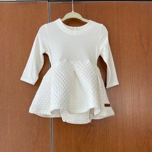 Brand New Robeez White Jersey & Jaquard Knit Dress - 3-6 Months